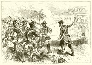 Clive levando seus homens até o Conjeveram (1751) de English School