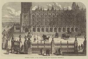 Claustro em frente à Casa do Orador, New Palace-Yard, Westminster (gravura) de English School