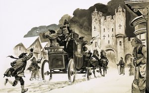 Treinador entrando em uma cidade de English School