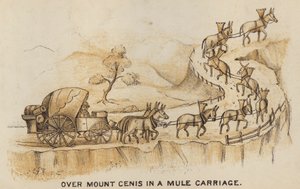 Treinadores e Coaching: Sobre o Monte Cenis numa carruagem de mulas (litografia) de English School