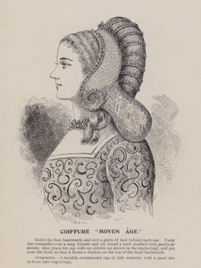 Penteado "Idade Média" (gravura) de English School