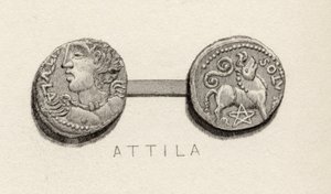 Moeda da época de Átila, rei dos hunos