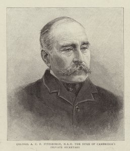 Coronel A C Fitzgeorge, HRH o Secretário Particular do Duque de Cambridge (gravura) de English School
