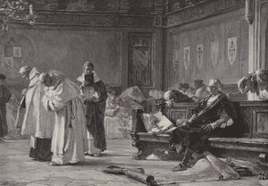 Colombo perante o Conselho de Salamanca (gravura) de English School