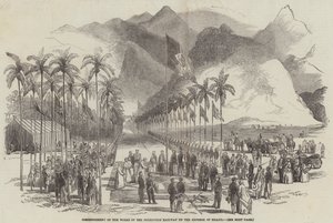 Início das Obras da Estrada de Ferro Petrópolis pelo Imperador do Brasil (gravura) de English School
