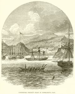 Commodore Porters Fleet na Baía de Nookaheeva de English School
