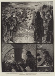Conclusão do túnel Mersey em Liverpool (gravura) de English School