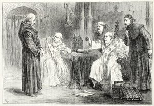 Conferência entre Thorpe e Arundel, ilustração da História do Protestantismo por James Aitken Wylie (1808-1890), pub. 1878 de English School