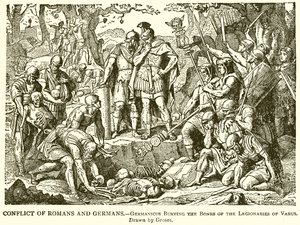 Conflito de Romanos e Alemães .-- Germanicus Enterrando os Ossos dos Legionários de Varus de English School