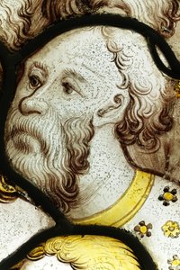 Seção conservada da Grande Janela Leste na Catedral de York: &39;Os anciãos adoram a Deus&39; de English School