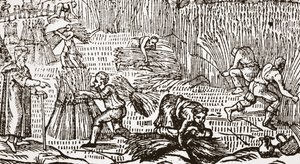 Xilogravura contemporânea, mostrando a colheita de English School
