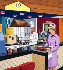 Cozinheiro e garçonete de English School