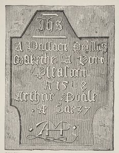 Cópia de uma escultura de Arthur Poole na parede de sua cela de prisão na Torre, 1568 de English School