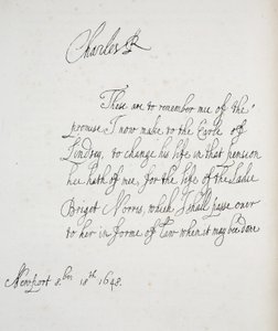 Cópia de uma carta escrita por Charles II, 1648 de English School