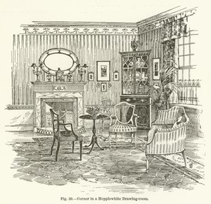 Canto em uma sala de desenho Hepplewhite de English School