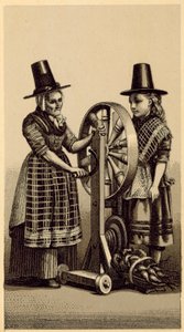 Trajes do País de Gales: Spinning Genny (lito) de English School