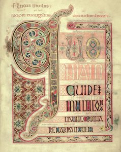 Cott Nero DIV f.139 Página Incipit do Evangelho de São Lucas, dos Evangelhos de Lindisfarne, 710-721 (vellum) de English School