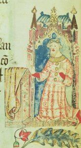Cott Nero D VII f.7 Retrato de John of Gaunt, Duque de Lancaster, do Livro dos Benfeitores da Abadia de St. Alban, c.1380 (velino) de English School