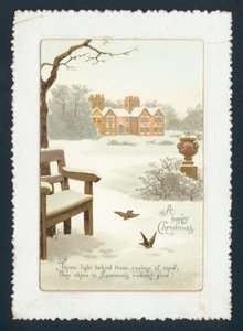 Casa de campo na neve, cartão de Natal de English School