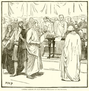 Cena do Tribunal em Roma Antiga. - Expulsão dos Sofistas de English School