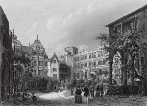 Pátio do Tribunal de Heidelberg (gravura) de English School