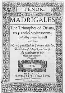 Cobertura para a parte Tenor dos triunfos de Oriana, publicado por Thomas Este, 1601 de English School