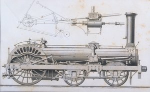 Motor de vapor Cramptons Railway locomotiva da Cyclopaedia de úteis artes e manufaturas, editado por Charles Tomlinson, c.1880s de English School