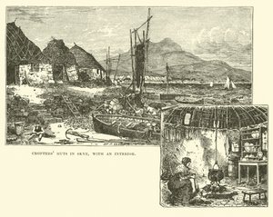 Crofters cabanas em Skye, com um interior
