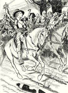 Cromwell lidera os seus ironsides para a batalha (litografia) de English School