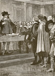 Cromwell recusando a coroa, ilustração da história ilustrada de Cassells da Inglaterra (foto sépia) de English School