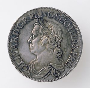 Coroa de Oliver Cromwell (1599-1658), London Mint, 1658 (anverso) (prata) (para reverso ver 168062)