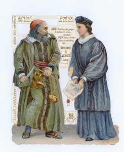 Recorte de Shylock e Portia do The Merchant of Venice de English School