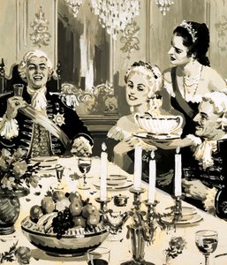 O czar Peter era conhecido pelo seu comportamento infantil e insultuoso (guache no papel) de English School