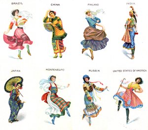 Dançarinos do Mundo, cartões de cigarro, 1915 de English School