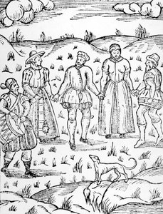 Dançando com um baterista, do Doome advertindo todos os homens ao julgamento por Stephen Bateman, 1581 de English School