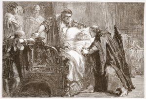 Morte de Frederico, o Sábio, Eleitor da Saxônia, ilustração da História do Protestantismo por James Aitken Wylie (1808-1890), pub. 1878 de English School
