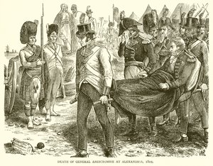 Morte do general Abercrombie em Alexandria, 1801 de English School