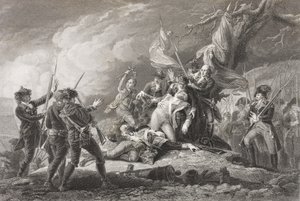 Morte do general Montgomery na batalha de Quebec, 1775, da "Galeria de Retratos Históricos", publicada em 1880 de English School