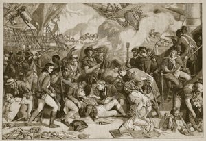 Morte de Nelson, ilustração da história ilustrada de Cassells da Inglaterra (foto sépia) de English School