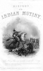 Morte de Sir Henry Montgomery Lawrence, da história do motim indiano, publicada em 1858 de English School