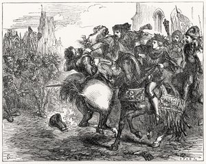 Morte de Wat Tyler (d.1381) (gravura) de English School