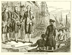 Partida de Clive da Índia, 1767 de English School