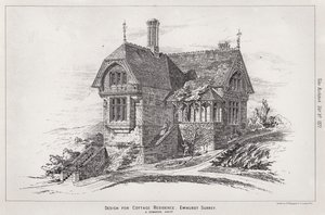 Design para Cottage Residence, Ewhurst, Surrey (gravura) de English School