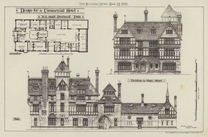 Design para um Hotel Comercial, em uma pequena Cidade Provincial (gravura) de English School