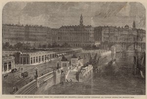 Projeto para escadas de aterrissagem e jardins ornamentais entre pontes Hungerford e Waterloo de English School