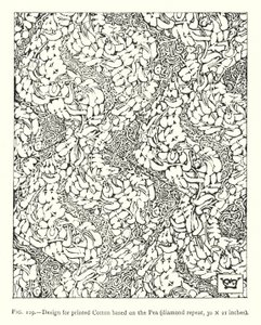 Desenho para algodão estampado à base de ervilha, repetição diamantada, 30 × 21 polegadas (gravação) de English School