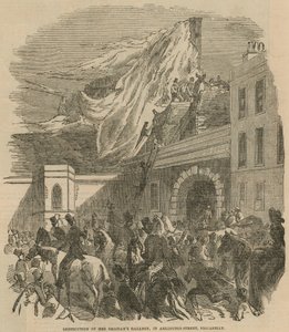 Destruição do balão da Sra. Grahams em Arlington Street, Piccadilly de English School