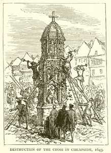 Destruição da Cruz em Cheapside, 1643 de English School