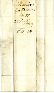 Devonshire MSS AS 3101, fólio de um maço de notas liquidadas por Pinder Simpson para Lord George Cavendish, incluindo a nota de Alexander Bowie de English School