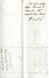 Devonshire MSS AS 3101, fólio de um maço de notas liquidadas por Pinder Simpson para Lord George Cavendish, incluindo a nota de Alexander Bowie de English School